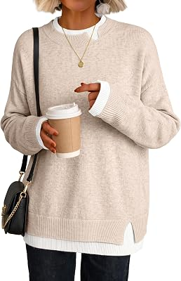 ANRABESS Women Oversized Sweater Fall Crewneck Pullover Top
