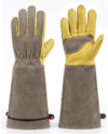 Aegend Long Gardening Gloves, Waterproof Cowhide Leather, Elbow-Length Gauntlet Cuff, Breathable & Flexible for Rose Pruning, Planting & Weeding, Fit for Small Hands (Gray, Waterproof M)