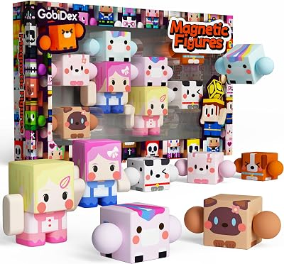 GobiDex 8PCS Magnetic Action Figures, Pretend Play Birthday Gift Girls 3+ | Rotatable Animal & Character, Portable for Trip, Princess Game, STEM Educational Toys, Compatible with Magnetic Blocks