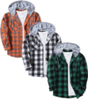 ZITY 3 Pack Mens Flannel Hoodie Shirts