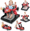 5-in-1 Baby Walker with Wheels, Infant Activity Push Walkers for Boys, Red | Baby Walker, Infant Bouncer, Adjustable Height/Speed/Music/Lights/Padded Seat/Anti-Rollover, Walkers for Girls 6-12 Months