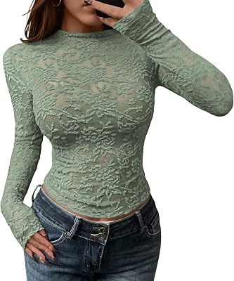 BTFBM Women Mesh Long Sleeve Tops