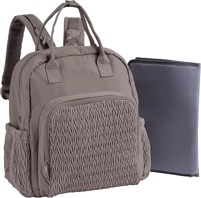 Multi-functional Diaper Bag Backpack with Changing Pad Brown | Allovely Diaper Bag Backpack, Multi-functional Travel Diaper Backpack, Changing Pad, Stroller Straps, Baby Registry Gift
