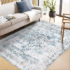 Dotiiorug Area Rugs 8×10 Washable Rug for Bedroom White Blue
