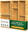 KOCWELL Bamboo Desk Drawer Organizer with Removable Dividers,Multi-Use Office Drawer Organizer Tray,Junk Drawer Organizers for Office,School,Kitchen,Makeup Supply（Original）