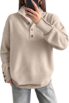ANRABESS Women’s Long Sleeve Striped Henley Fall Sweater