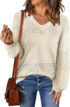 MixShe Womens Knit Sweaters 2026 Fall V Neck Long Sleeve