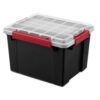 8.5 Gallon Waterproof Plastic Storage Box with Seal and Latch, Clear Lid Storage Tote for Garage Basement, Blue