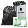 8 Gallon Trash Bags Drawstring-132 Count Medium Garbage Bags,30 Liter Strong Plastic Trash Can Liners Unscented,Thick Waste Basket Bags for Home Bathroom Office Kitchen(Black)