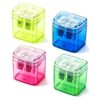 8pcs Dual Hole Handheld Pencil Sharpener with Lid, Compact Manual Sharpener for School Office