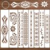 8 Pcs Stencils for Painting,Border Stencils for Crafts Reusable