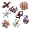 8 Pieces Wooden and Metal Brain Teaser Puzzles Box