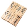 8 Pieces Wood Rubber Stamps Set Retro Floral Plant Stamps
