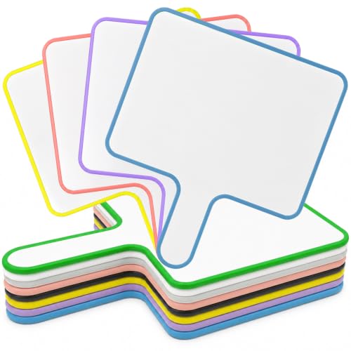 8 Sets Dry Erase Paddles with Handle, 9.7 in Double Sided Whiteboard Bulk with 10 x 8 in Small Dry Erase Boards, Marker Pens and Erasers for Teaching, Voting and Interactive Games