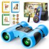 8x21 Kids Binoculars with 25 Scavenger Hunt Cards, Camping Toys for Boys Girls Ages 4-6-8-12 Outdoor Explorer Kit with Compass|Magnifying Glass, 3-12 Year Old Boy Bird Watching Hiking Birthday Gift