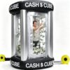 8 x 6 x 6FT Inflatable Money Machine Booth, Inflatable Cash Cube Booth with 1100W&550W Blower, Fast Cube Money Grab Machine for Business, Party, Events, Activity (Silver)