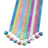 900 Pcs Glitter Origami Star Paper Strips Colorful Paper Folding Strips Decorative Lucky Paper Stars Hand Art Papers Package DIY Paper for Thanksgiving Christmas