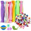 900+ Pcs Pipe Cleaners Kit, Chenille Stems with Colorful Pom Poms for DIY Art and Craft Supplies, Creative Handmade Set for School Projects, Decorations, and Creative Activities, Assorted Colors