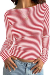 PRETTYGARDEN Long Sleeve Striped Shirts for Women