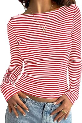 PRETTYGARDEN Long Sleeve Striped Shirts for Women