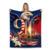 911 Memorial Eagle Twin‑Tower Statue‑of‑Liberty Flannel Throw Blanket (White,50 * 60inch)