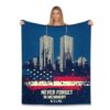 911 Memorial Twin Towers American Flag‑Print Flannel Throw Blanket (White,60 * 80inch)