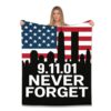 911 Never‑Forget American Flag Twin‑Tower Silhouette Flannel Throw Blanket (White,50 * 60inch)