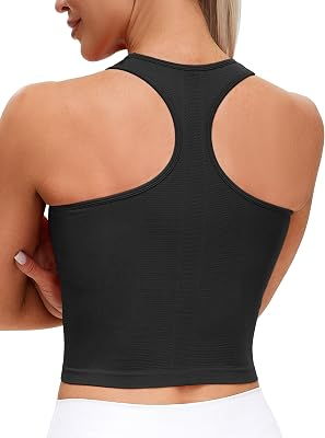 MathCat Seamless Racerback Crop Tank Tops for Women
