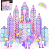 GobiDex 100PCS Unicorn Magnetic Tiles with 6 Unicorn Toys for Girls Age 4-6