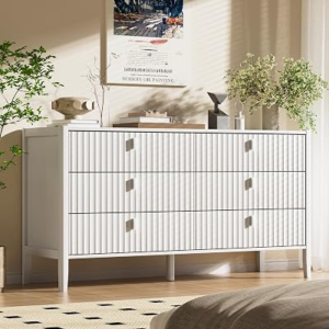 FURNIWAY White 6 Drawer Dresser