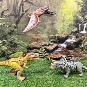 EKU Dinosaur Toys Wing Flapping Pterodactyl Toy Quetzalcoatlus, Chomp Action T Rex Tyrannosaurus, Head Moves Attack Triceratops Realistic Dino Action Figures for Kids 3-12 Jurassic World Toys