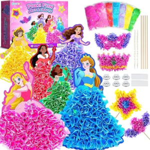 Poke Arts and Craft Kits for Girls, Princess Crafting Set for Kids Age 4-8 | Princesses Poking Arts, Christmas Gift Crafting Kits, Birthday Boy & Girl Toys, DIY Creative Activity for Girl Ages 4-8
