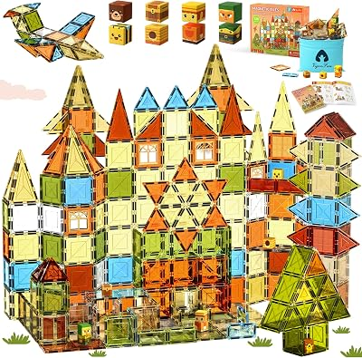 Magnetic Tiles Building Toys with 8 Magnetic Blocks for Kids Ages 3-5 4-8 | STEM Construction Kit, Educational Sensory Magnetic Toys Gifts for Ages 3-5 4-8 Toddler Boys Girls Learning Classroom