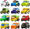 12 Pack Pull Back Cars and Trucks, Mini City Vehicle Toy Playset for Kids | Friction-Powered Mini Plastic City Vehicles Suit Travel Play, Prize Boxes and Birthday Gifts for Boys, Kids and Toddlers