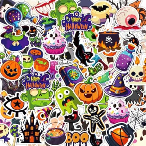 Halloween Party Favors – 100 PCS Pumpkin Bat Spider Stickers,Kids Halloween Games Treats Crafts Gifts Party Supplies Decorations