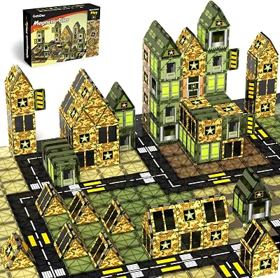 GobiDex 100PCS Army Magnetic Tiles Building Set, STEM Toys for Boys 3+