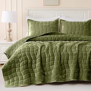 DOWNCOOL 3 Pieces Velvet Quilt Set