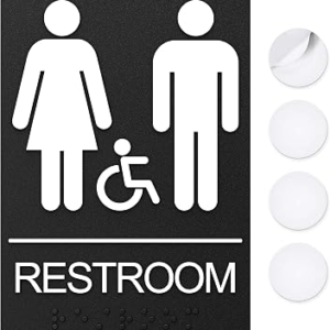 ASSURED SIGNS Restroom Sign for Business – 9 x 6 Inch – 1 Pack | ADA Compliant, Raised Text with Braille, Premium Unisex Bathroom Sign, Handicap Symbol, Scratch Resistant, Commercial Grade