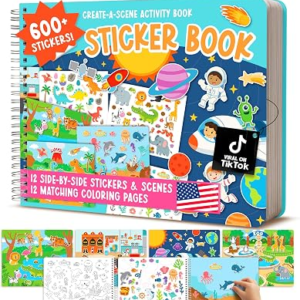 Sticker Books for Toddlers 2-4 Years – Toddler Sticker Book Preschool Learning Activities, Kids Stickers Ages 2-4, Quiet Books for Toddlers 3-5, Kids Travel Activities, Educational Toddler Boy Gifts