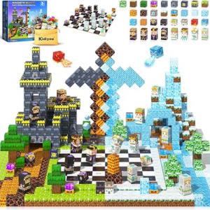 144PCS Magnetic Blocks – Mine Magnet World Chess Set, Magnetic Building Toys Games for Kids Ages 5-7 6-8 8-12, Magnet Blocks Kids Toddler Toys, Ideal Gifts for Boys & Girls Ages 3+