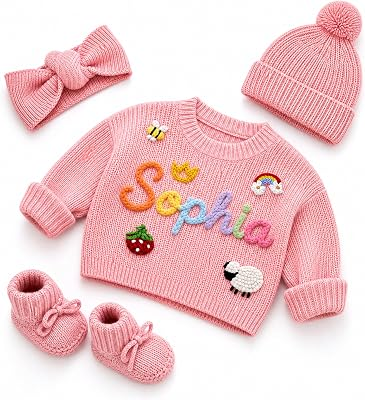 Custom Newborn Knitted Baby Clothes Multicolor Soft Pullover