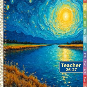 2026-2027 Teacher Planner Weekly and Monthly Teacher Planner 2026-2027 Academic Year, July 2026 – June 2027, 8.7″ x 10.8″, Lesson Planner Book with Twin-Wire Binding & Tabs for Teachers – Oil Painting