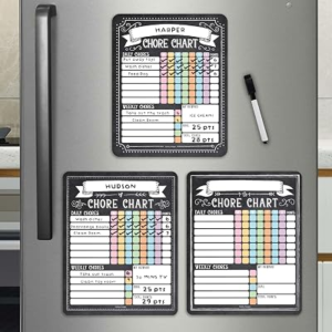 Hadley Designs Magnetic Chore Chart for Kids Multiple Kids – Dry Erase Chores Chart for Adults and Teens, Responsibility Task List for Family, Fridge Task Board Tracker at Home, Chalkboard Chore Board