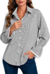 ITNPBWUS Women Striped Button Down Shirt