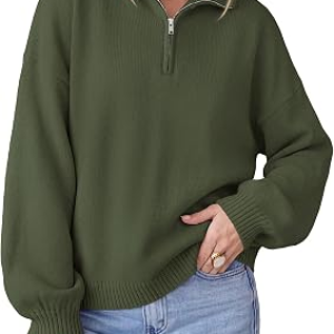 PRETTYGARDEN Women’s Quarter Zip Pullover Oversized Sweaters