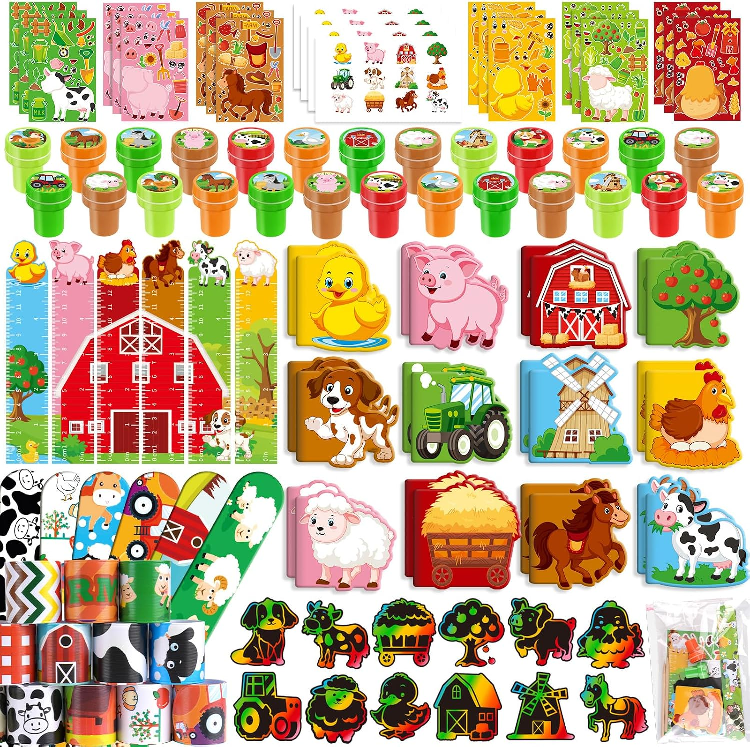 BenLouis 192Pcs Farm Stationery Set Party Favors for Kids