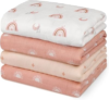 GLLQUEN BABY Muslin Swaddle Blankets 4Pk Receiving Blanket Large 35″ x 40″ | Soft Cotton Baby Blankets for Girls Boys Breathable Nursery Swaddles for Newborns, Baby Essentials Shower Gift, Sun