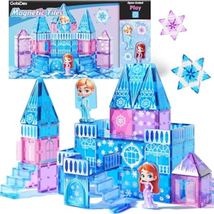 GOBIDEX Princess Magnetic Tiles with 2 Dolls & Stairs