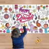 OHOME Diwali Giant Coloring Poster/Tablecloth – Diwali Decorations for Home – 30 x 72 Inches Jumbo Coloring Banner Kids Crafts Activities Decor Party Decorations | Diwali Gifts