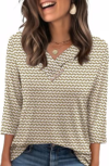 SAMPEEL V Neck 3/4 Length Sleeve Shirt